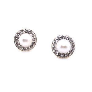 9ct Gold  Pearl & Crystal Earrings