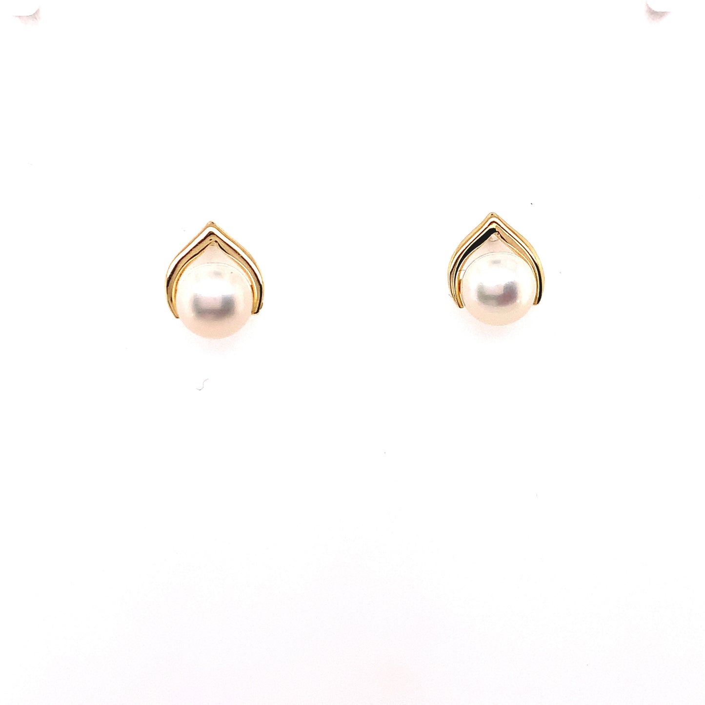 9ct Gold Wishbone Pearl Stud Earrings GEP358