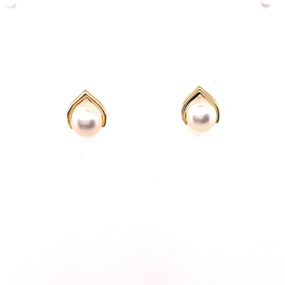 9ct Gold Wishbone Pearl Stud Earrings GEP358