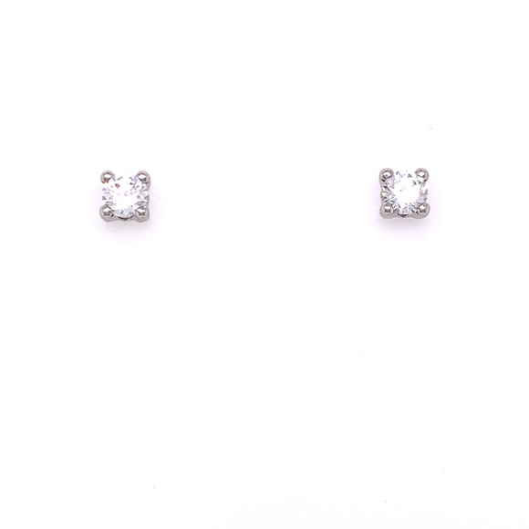 9ct White Gold 4mm CZ Stud  Earrings WEZ056