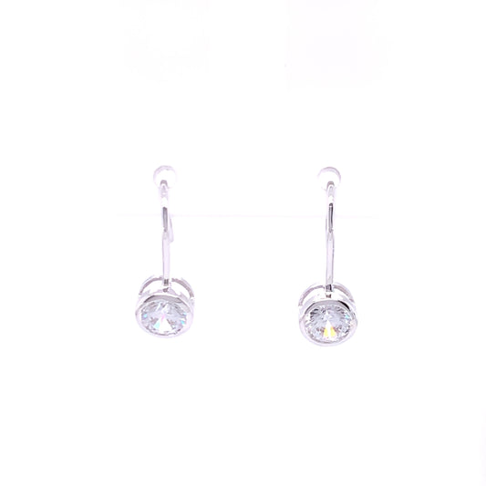 9ct White Gold CZ Hook Drop  Earrings