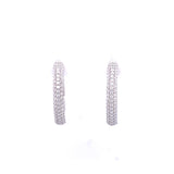 Sterling Silver Medium Glitter CZ Hoop Earrings