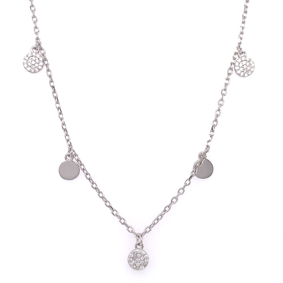 Sterling Silver Multi CZ Disc Necklace
