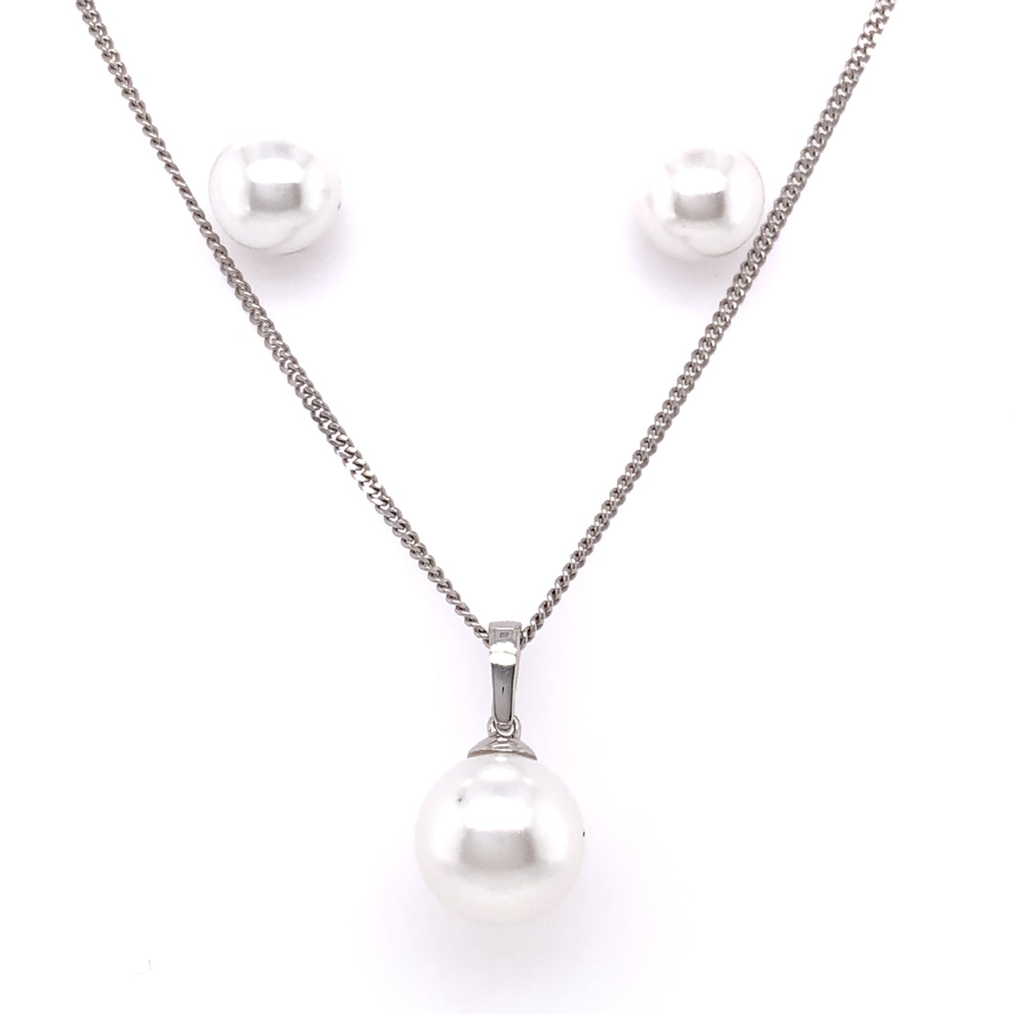 Sterling Silver Pearl Pendant & Earring Set CSS278