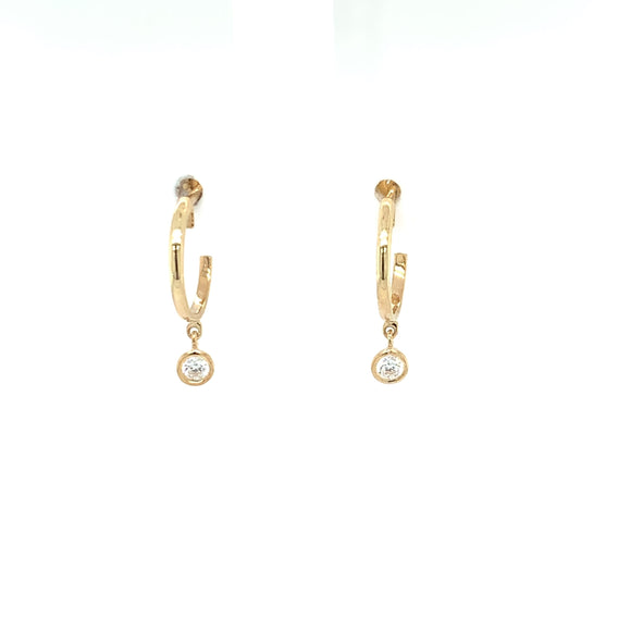 9ct Gold Drop CZ Half Hoop Earrings