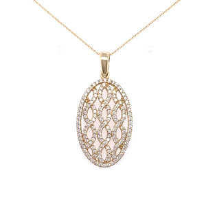 9ct Gold CZ Oval Weave Pendant