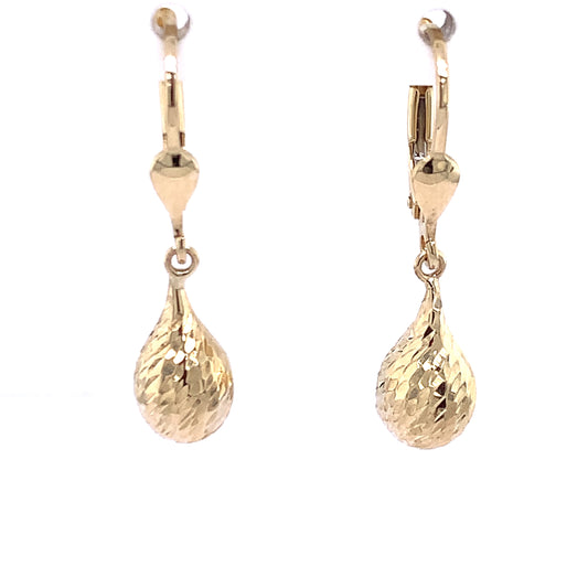 9ct Gold Diamond-cut Pear Drop Earrings GE986