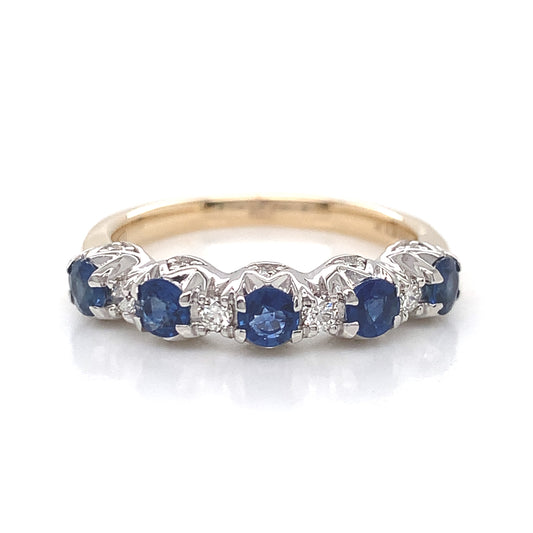 9ct Gold Sapphire & Diamond Vintage Style Eternity Ring GRS201