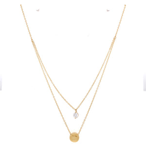 9ct Gold Layered CZ & Disc Necklace