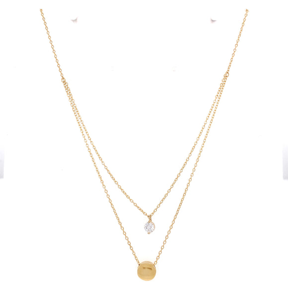 9ct Gold Layered CZ & Disc Necklace