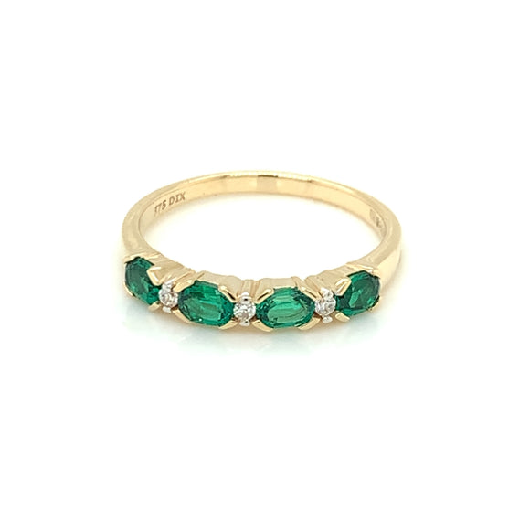 9ct Gold Created Emerald & CZ Eternity Ring