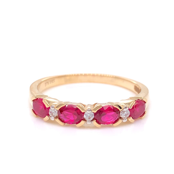 9ct Gold Created Ruby & CZ Eternity Ring
