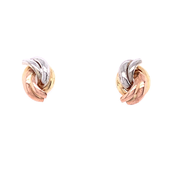 9ct Gold 3-Colour Knot Stud Earrings