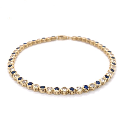 9ct Gold Sapphire CZ Tennis Bracelet