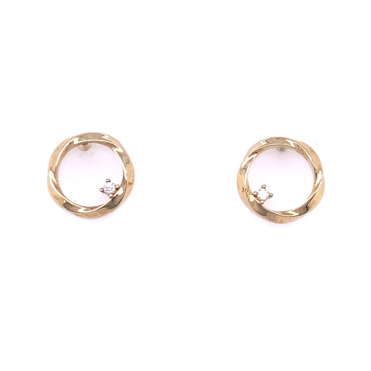 9ct Gold Twisted Circle with CZ Earrings