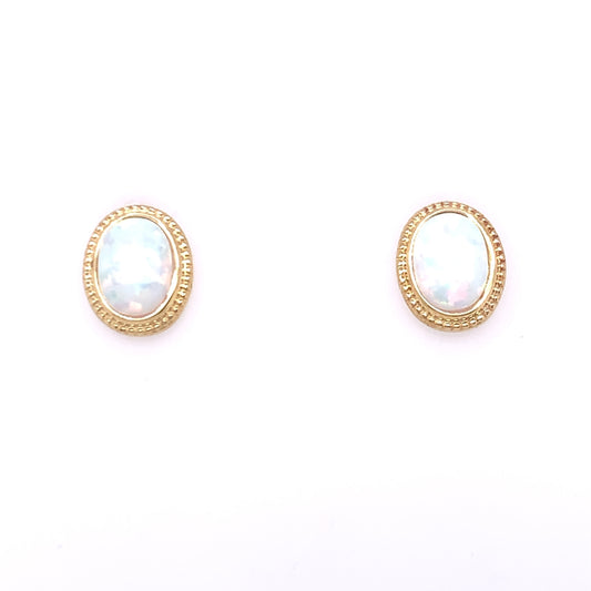 9ct Gold Created Opal  Earrings