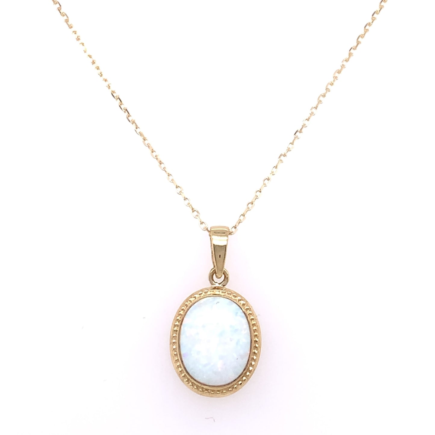 9ct Gold Created Opal Pendant