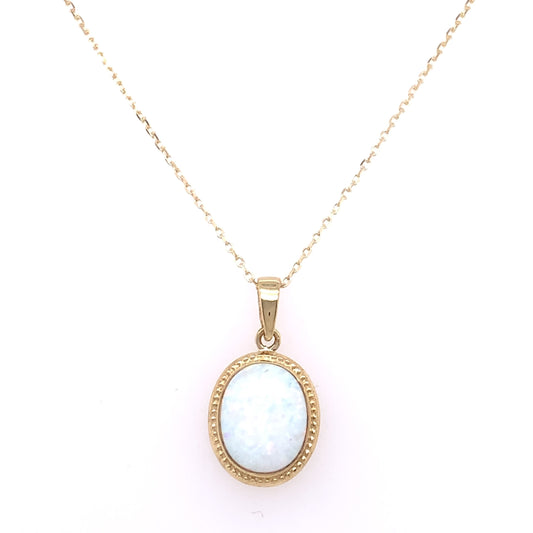 9ct Gold Created Opal Pendant