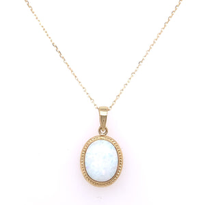 9ct Gold Created Opal Pendant