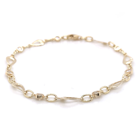 9ct Gold Open Teardrop CZ Bracelet