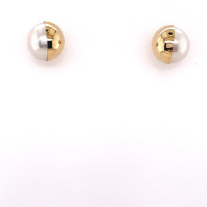 9ct Gold Half Cup Pearl Stud Earrings