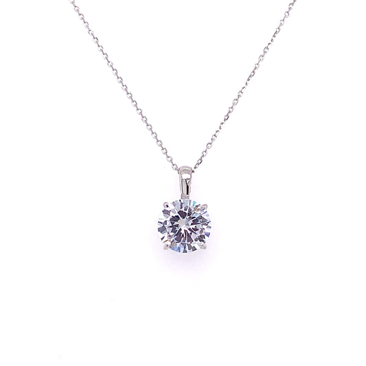 9ct White Gold 7mm CZ Solitaire Pendant WPZ037