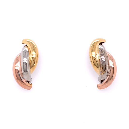 9ct Gold Three-colour Twist Stud Earrings GE914