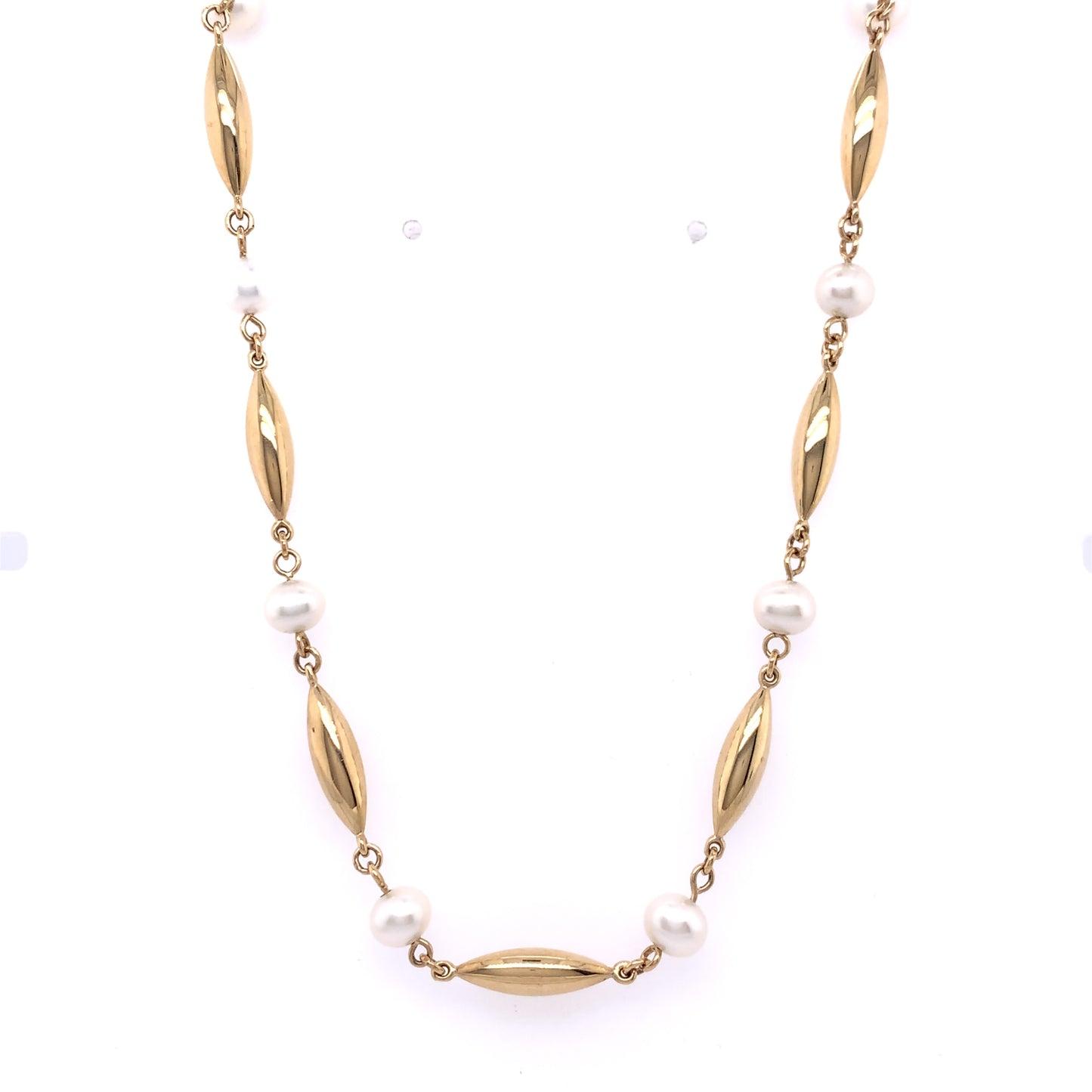 9ct Gold Freshwater Pearl & Bar Necklet