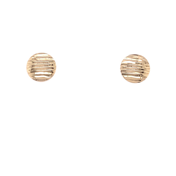 9ct Gold Round Diamond-cut Stud Earrings