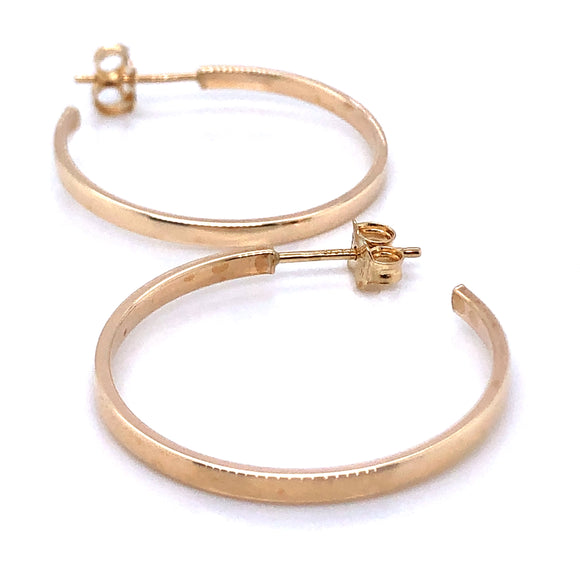 9ct Gold Large Flat Hoop Earrings