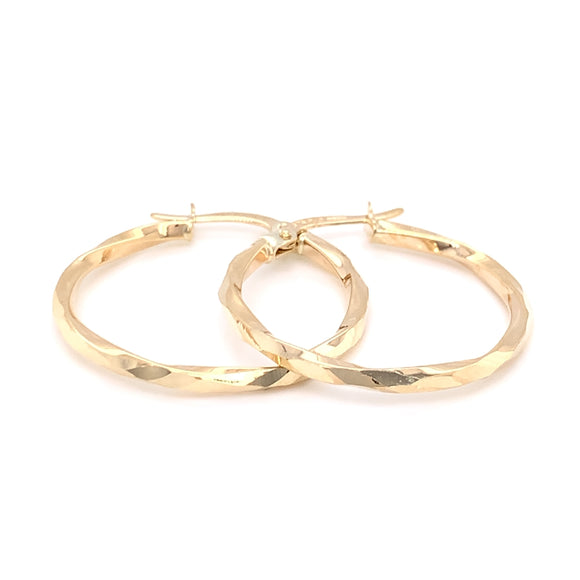 9ct Gold 20mm Square Twist Hoop Earrings