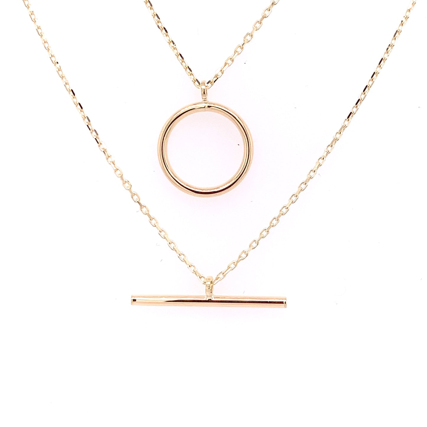 9ct Gold Layered T-Bar & Circle Necklet