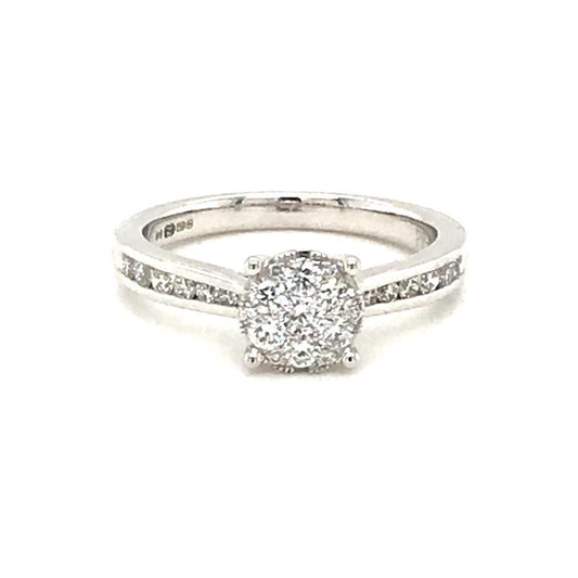 9ct White Gold Diamond Halo 0.51ct Engagement Ring Z180