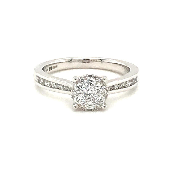 9ct White Gold Diamond Halo 0.51ct Engagement Ring