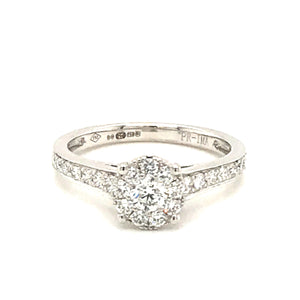 9ct White Gold Diamond Halo 0.35ct Engagement Ring