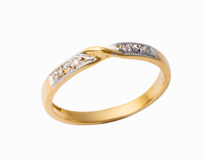 18ct Gold Diamond Crossover Wedding Band