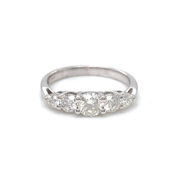 Platinum Diamond Five -stone Graduated Ring 1.00ct