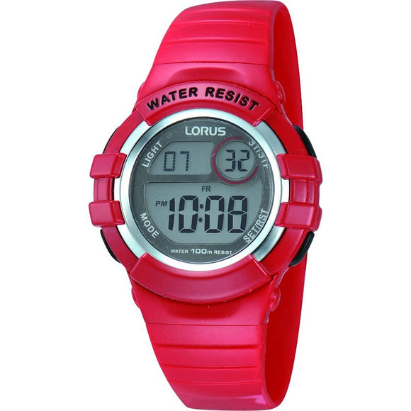 LORUS DIGITAL RED STRAP WITH BACKLIGHT