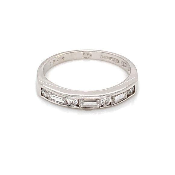 9ct White Gold Round & Baguette  CZ Eternity Ring