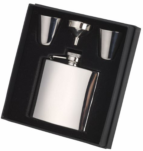 HIPFLASK, 2 CUPS, FUNNEL IN PRESENTATION BOX R3126