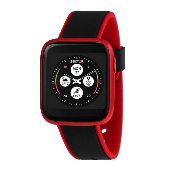 SECTOR SMART S-04 BLACK & RED CASE & BLACK & RED SILICONE STRAP WATCH