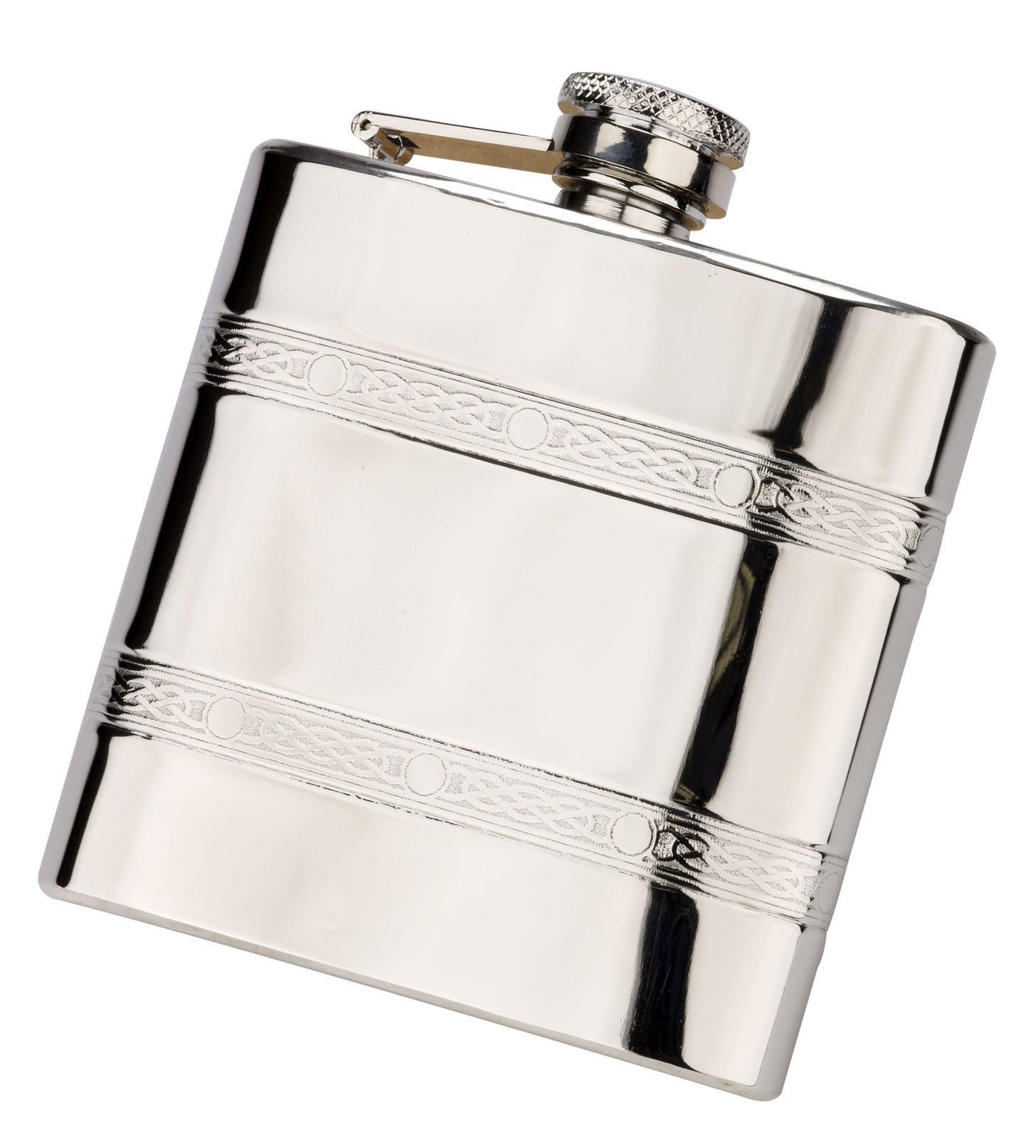 Hipflask 6oz Stainless Steel with Celtic Band Design R3664