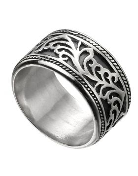 Sterling Silver Wide Oxidised Celtic Band Ring R3719