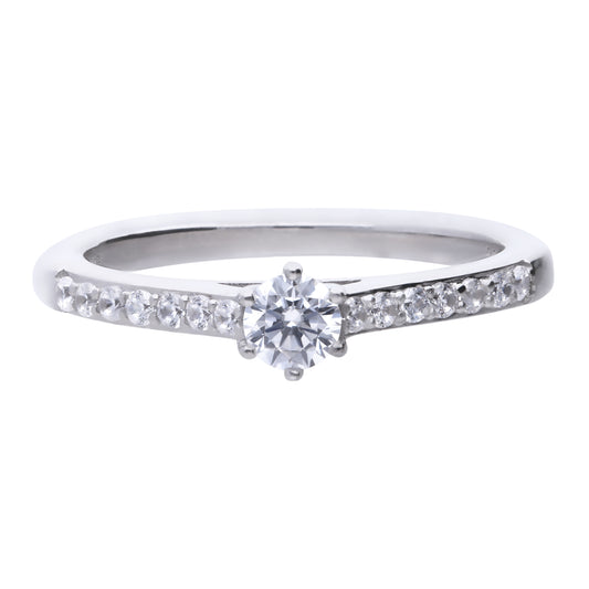 Diamonfire CZ Solitaire Pavé Ring R3754