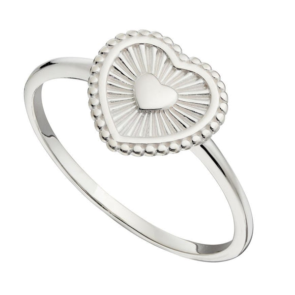 Sterling Silver Sun Ray Heart Ring R3770