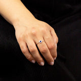Sterling Silver Sapphire Crystal Beaded Ring
