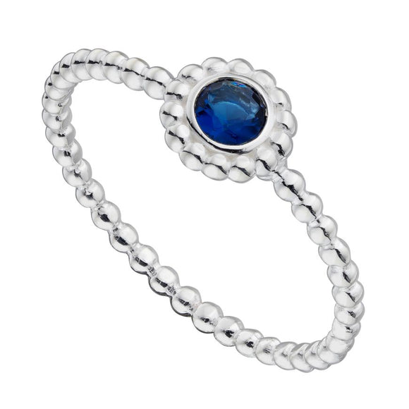 Sterling Silver Sapphire Crystal Beaded Ring