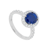 Diamonfire Oval Blue Sapphire Zirconia Ring With Pave Surround (R3810)