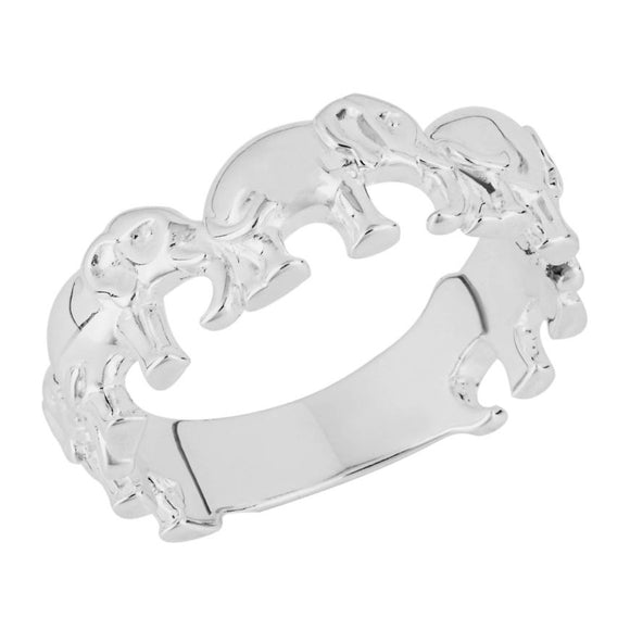 Sterling Silver Elephant Band Ring