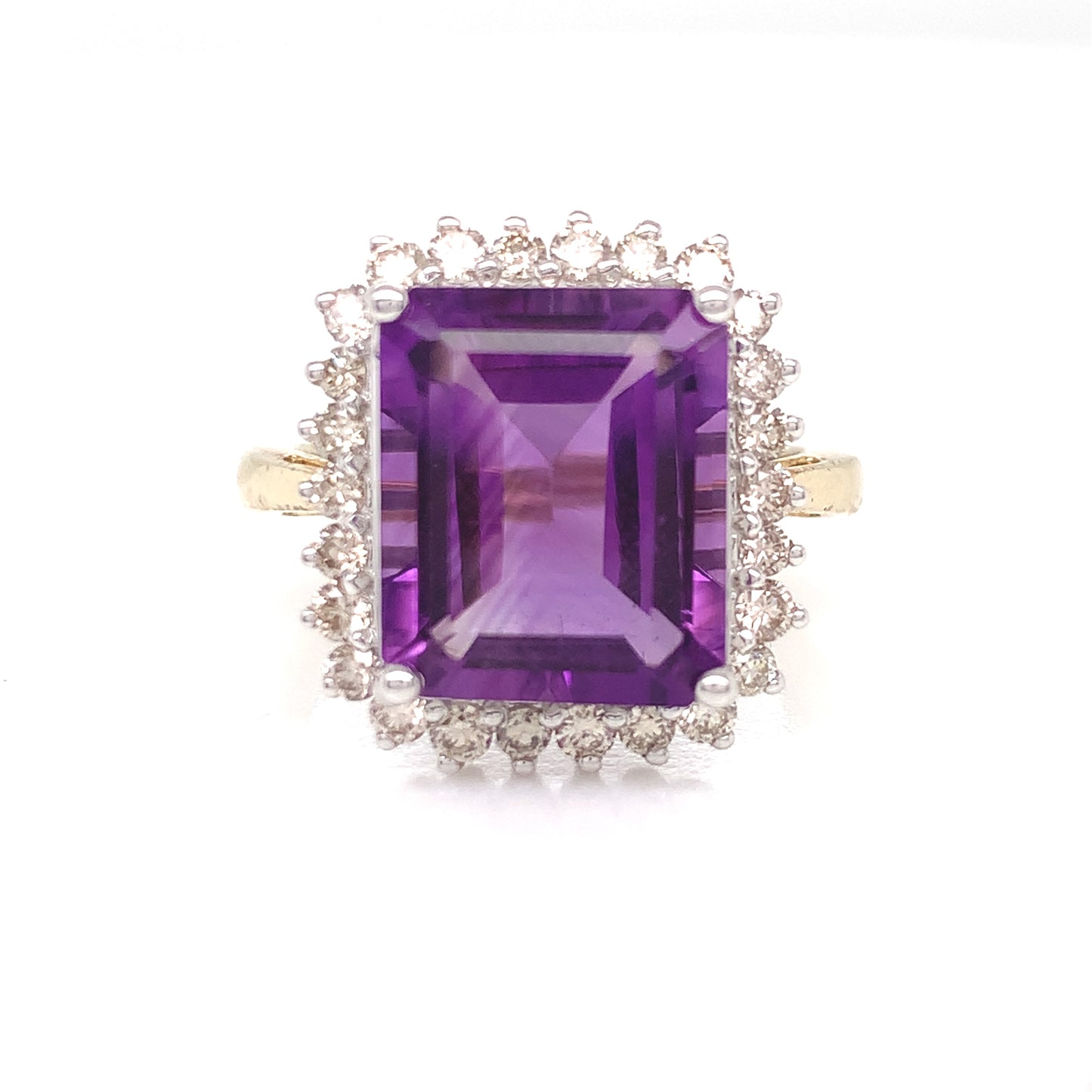 9ct Gold Amethyst & Diamond Cocktail Ring